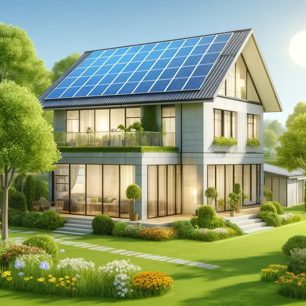 Gambar Rumah dengan Solar Panel Tenaga Surya